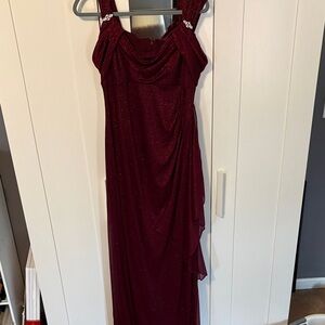 R&M Richards Sparkle Wine Red Maxi Dress